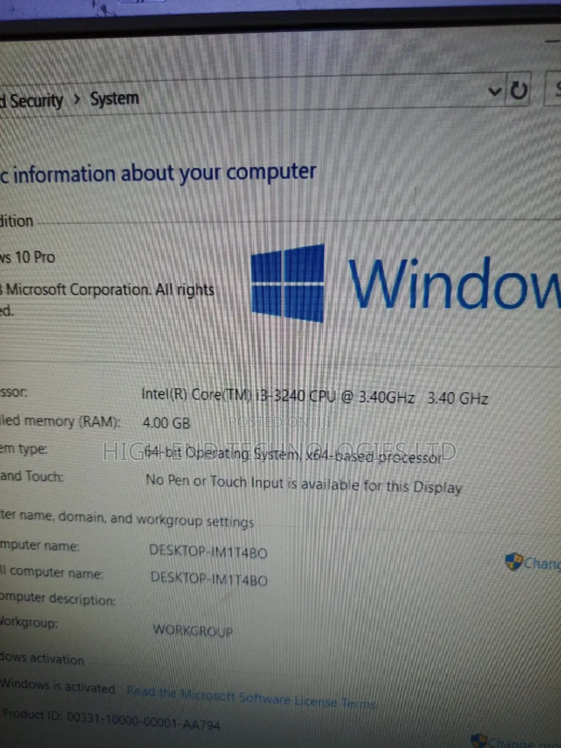 Desktop Computer Dell OptiPlex 5260 4GB Intel Core I3 HDD 500GB