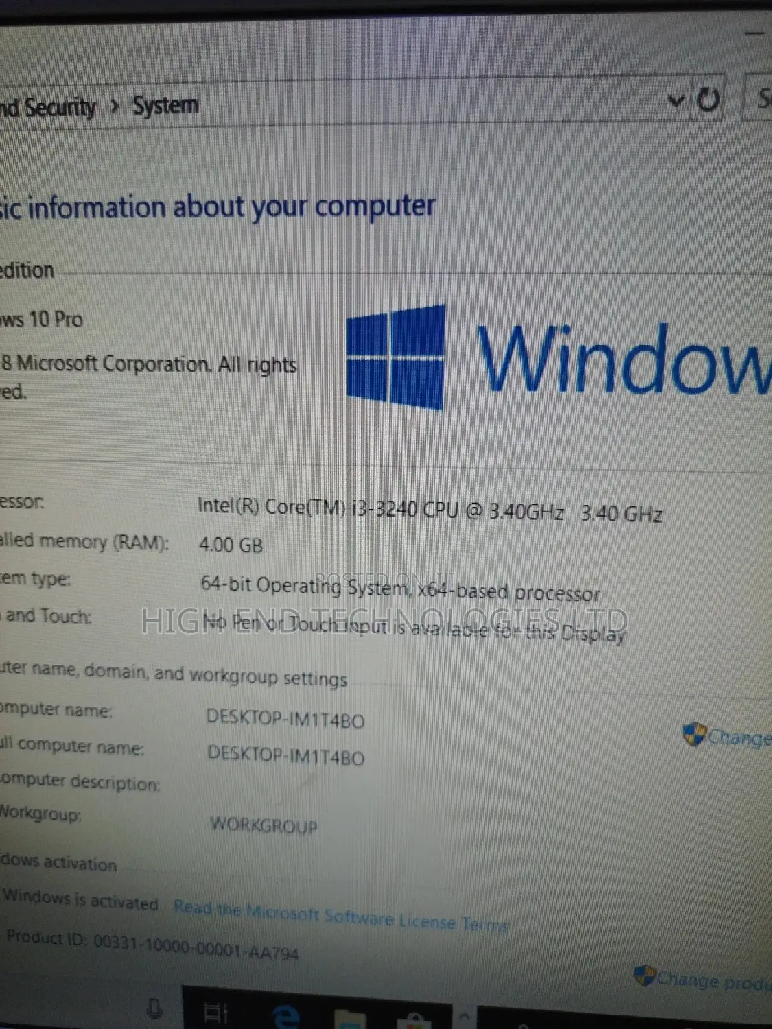 Desktop Computer Dell OptiPlex 5260 4GB Intel Core I3 HDD 500GB