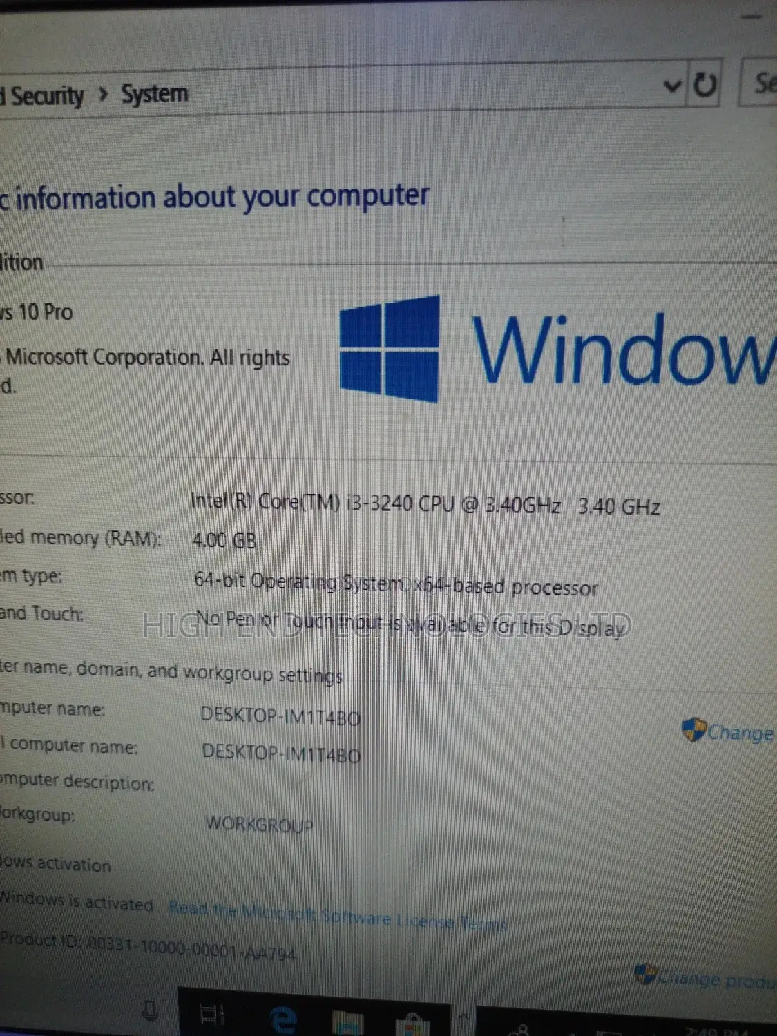 Desktop Computer Dell OptiPlex 5260 4GB Intel Core I3 HDD 500GB