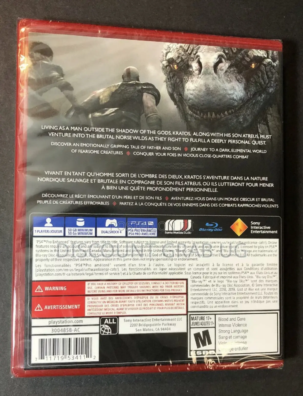 God of War Ps4 Game Disc
