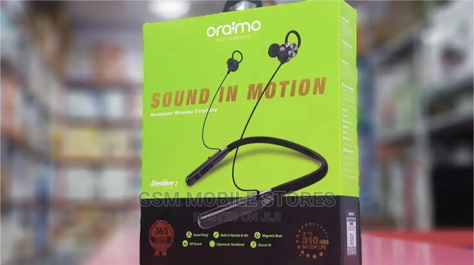 Oraimo Neckband Wireless Earphones With Mic - Black