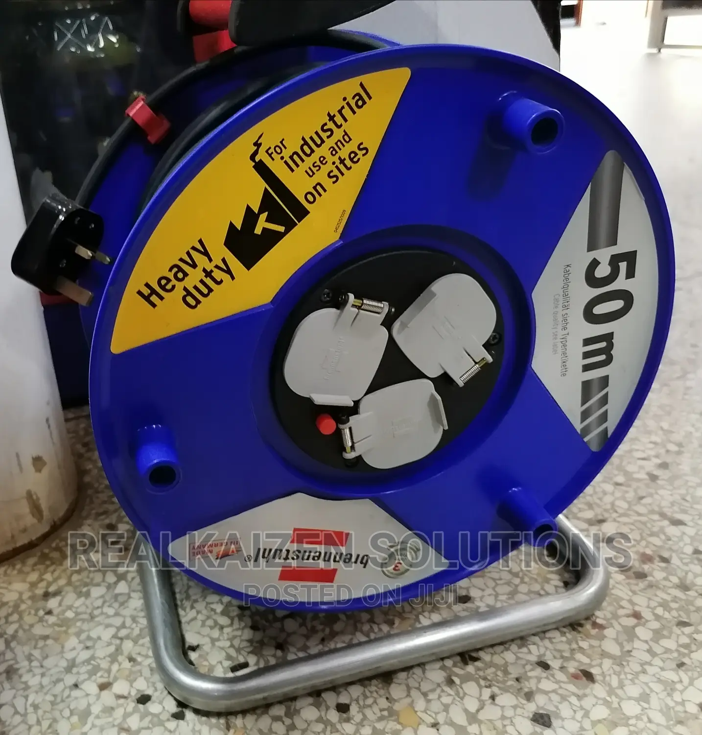German Brennenstuhl 3-Way Heavy Duty Socket Cable Reel 50M