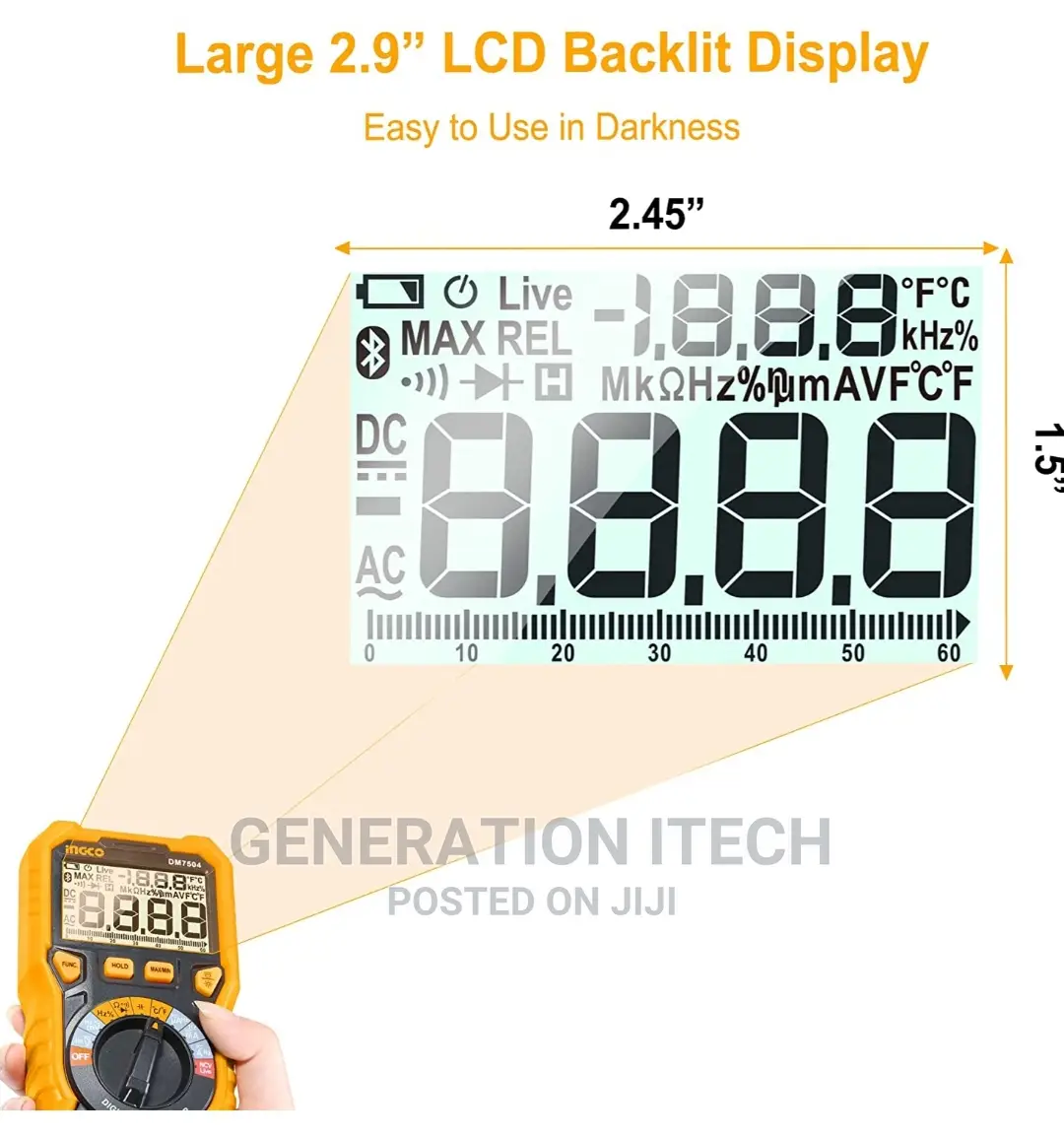 Ingco Digital Multimeter-Measures AC DC - Double Fused