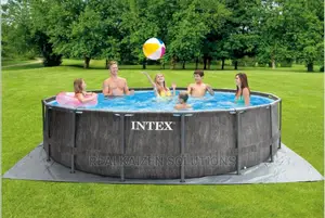 Intex Stylish Prism Frame Greywood Premium Pool Set 4.6M