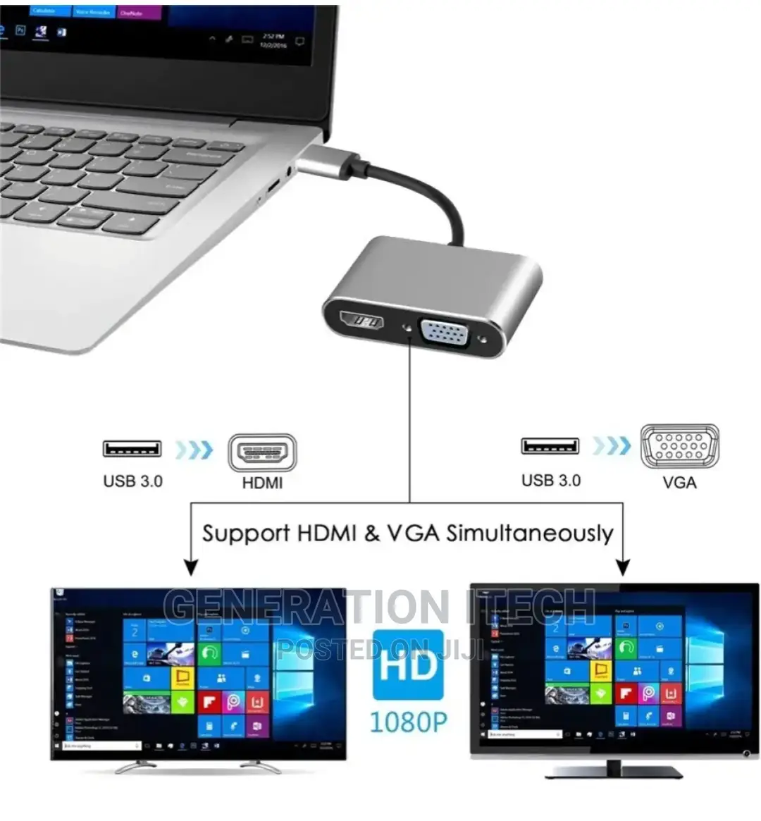 USB 3.0 to HDMI + VGA Adapter for Windows 7/810