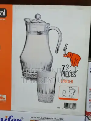 Glass Jar With 6 Drinking Glasses