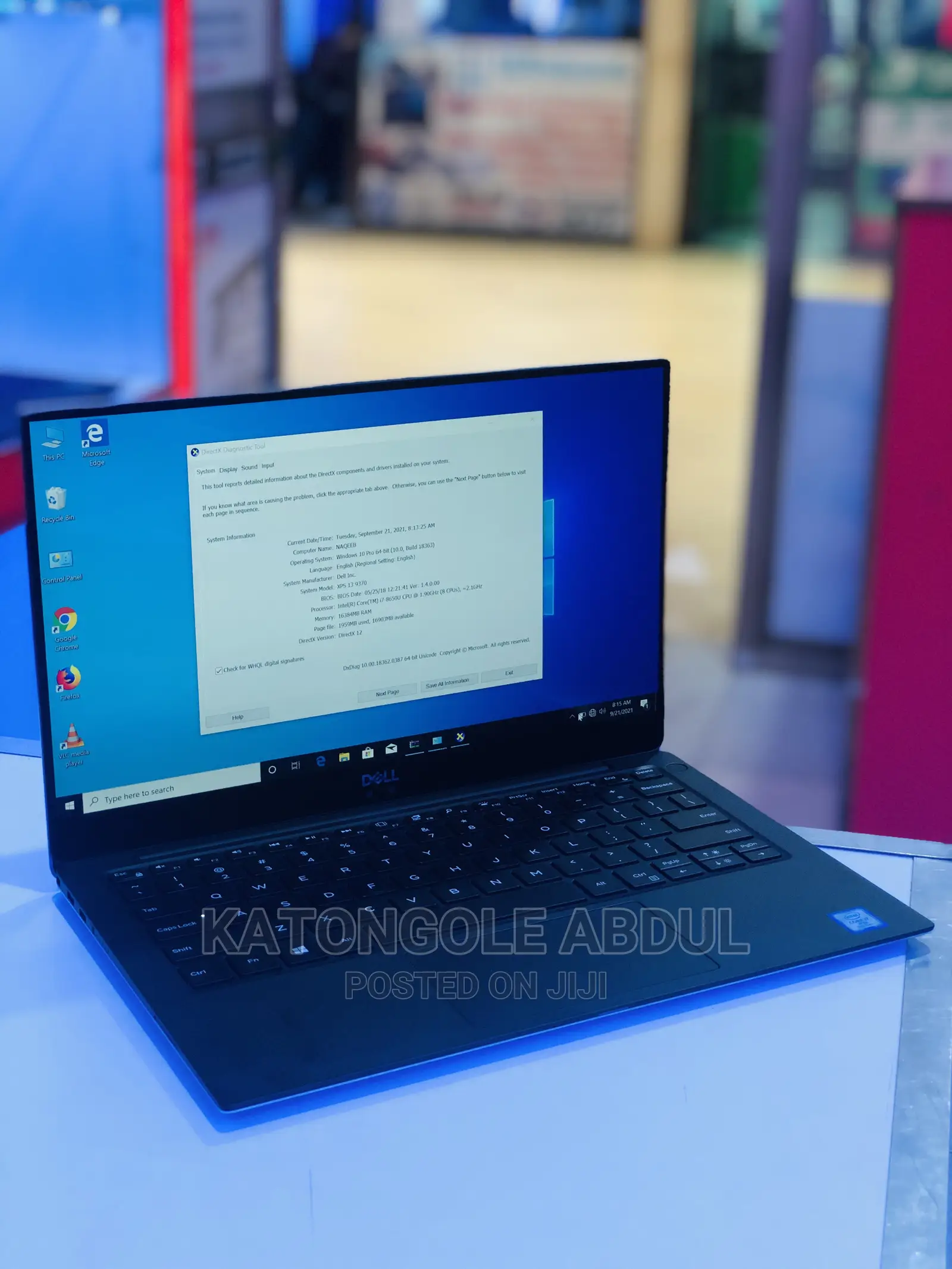 New Laptop Dell XPS 13 9370 16GB Intel Core I7 SSD 256GB