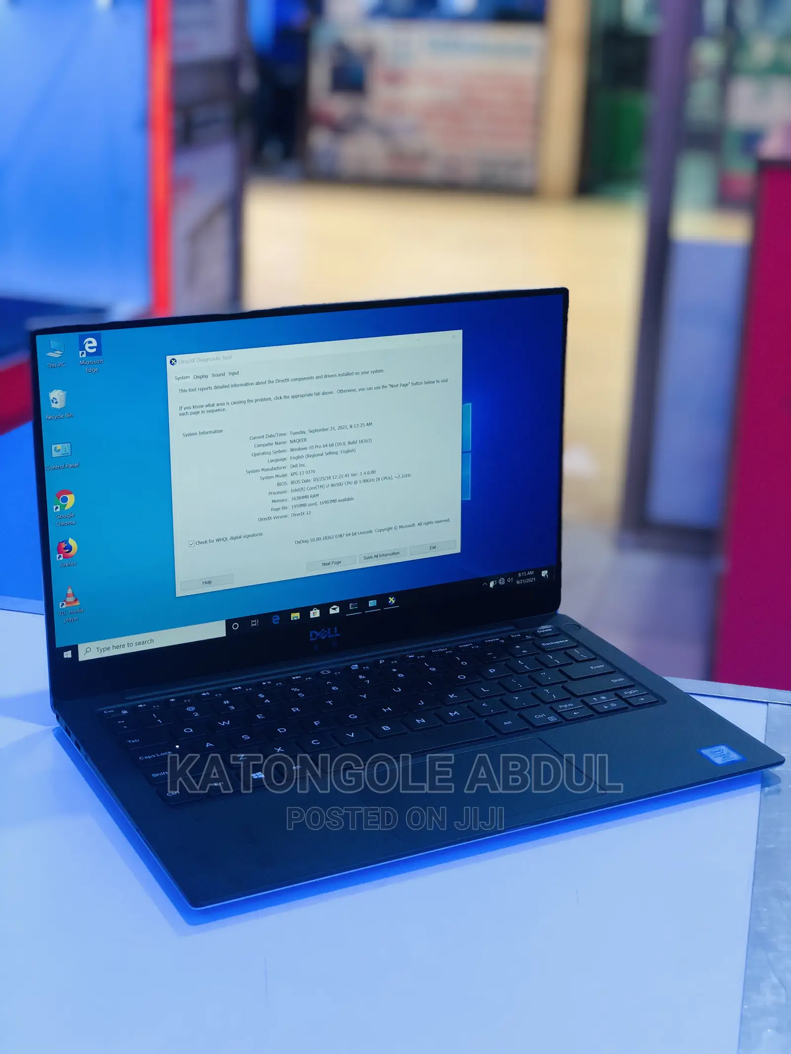 New Laptop Dell XPS 13 9370 16GB Intel Core I7 SSD 256GB
