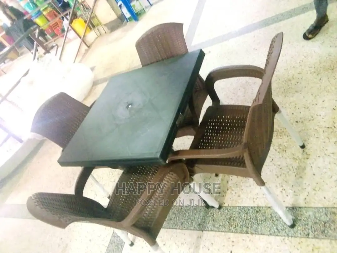 Set of Restaurant Table and Four Chairs