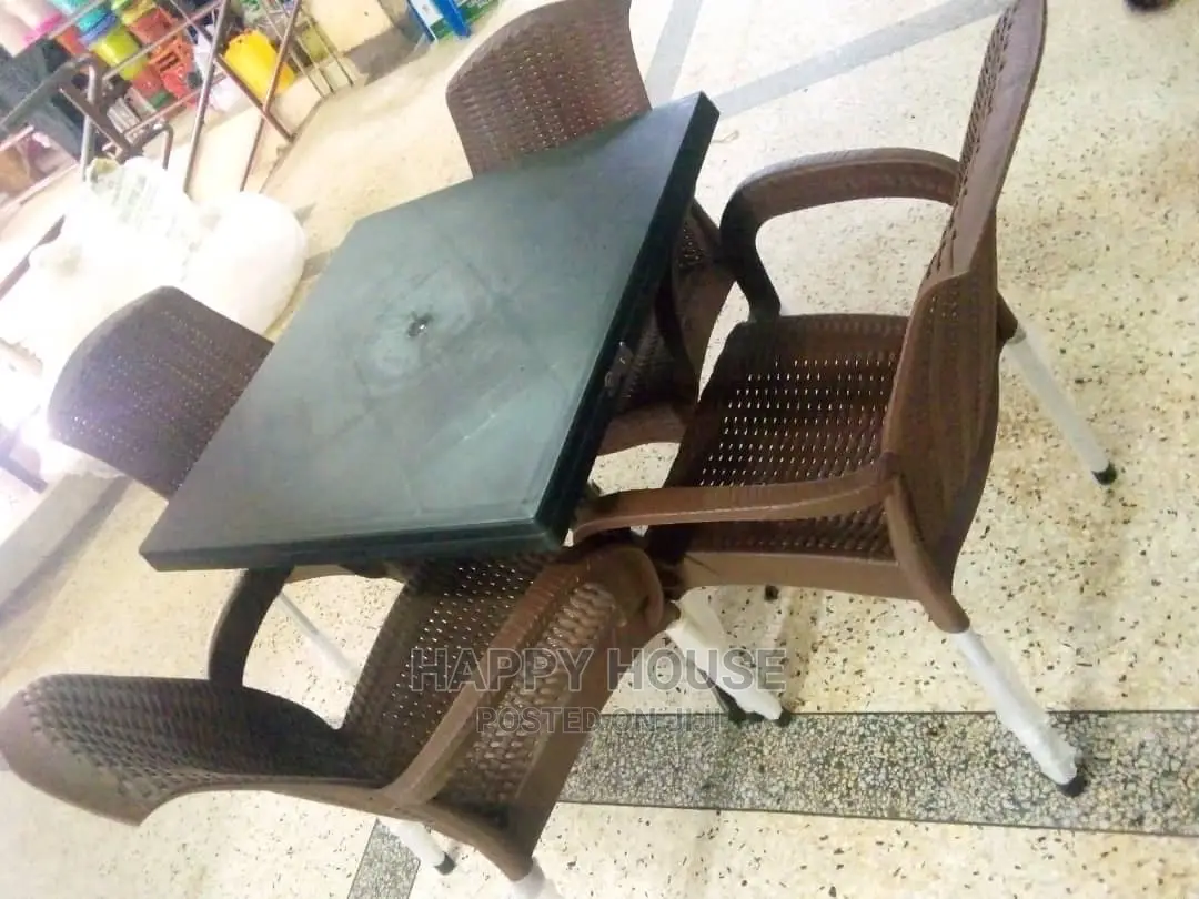 Set of Restaurant Table and Four Chairs
