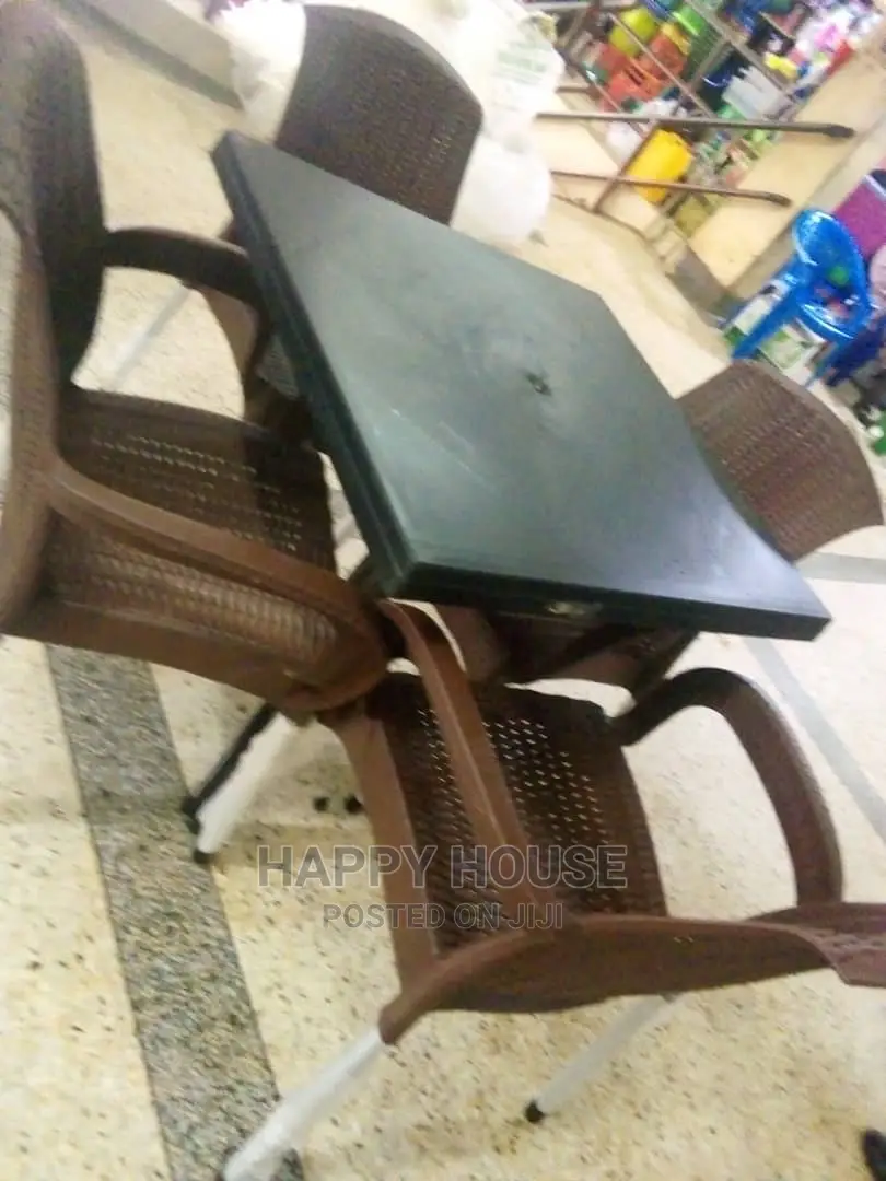 Set of Restaurant Table and Four Chairs