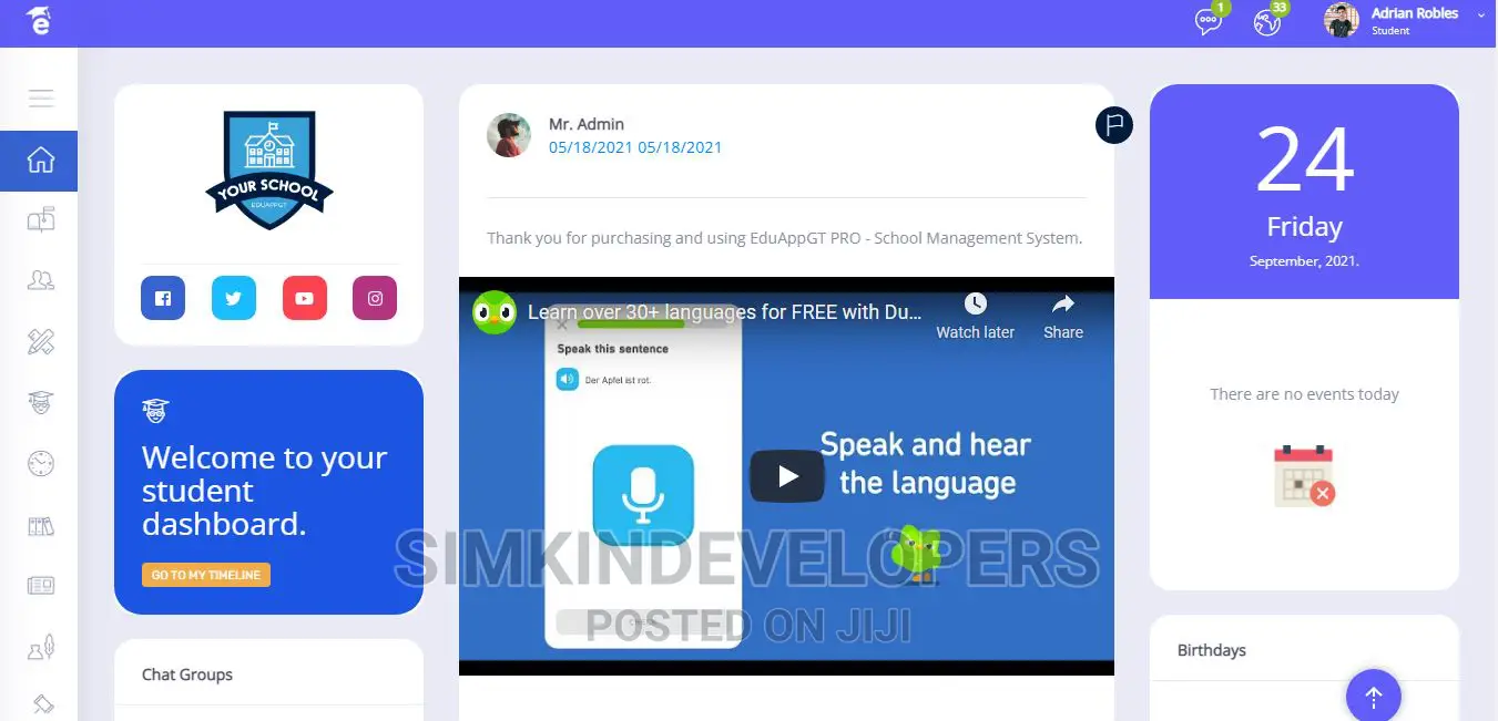 School Management School With ZOOM Class Support