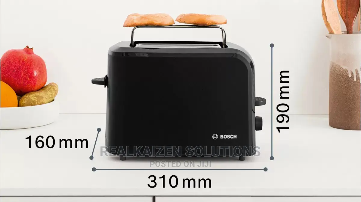 BOSCH 2 Slice Black Villa Collection Compact Toaster 980W