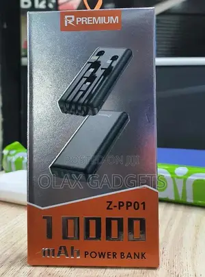 10000mah Premium Power Bank With Cables Attached