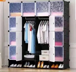 Stylish 4 Columns Plastic Wardrobe