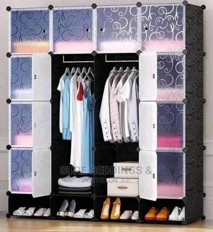 Stylish 4 Columns Plastic Wardrobe