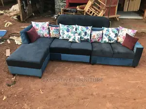 Sectional Blue 7 Seater L Sofa Bed