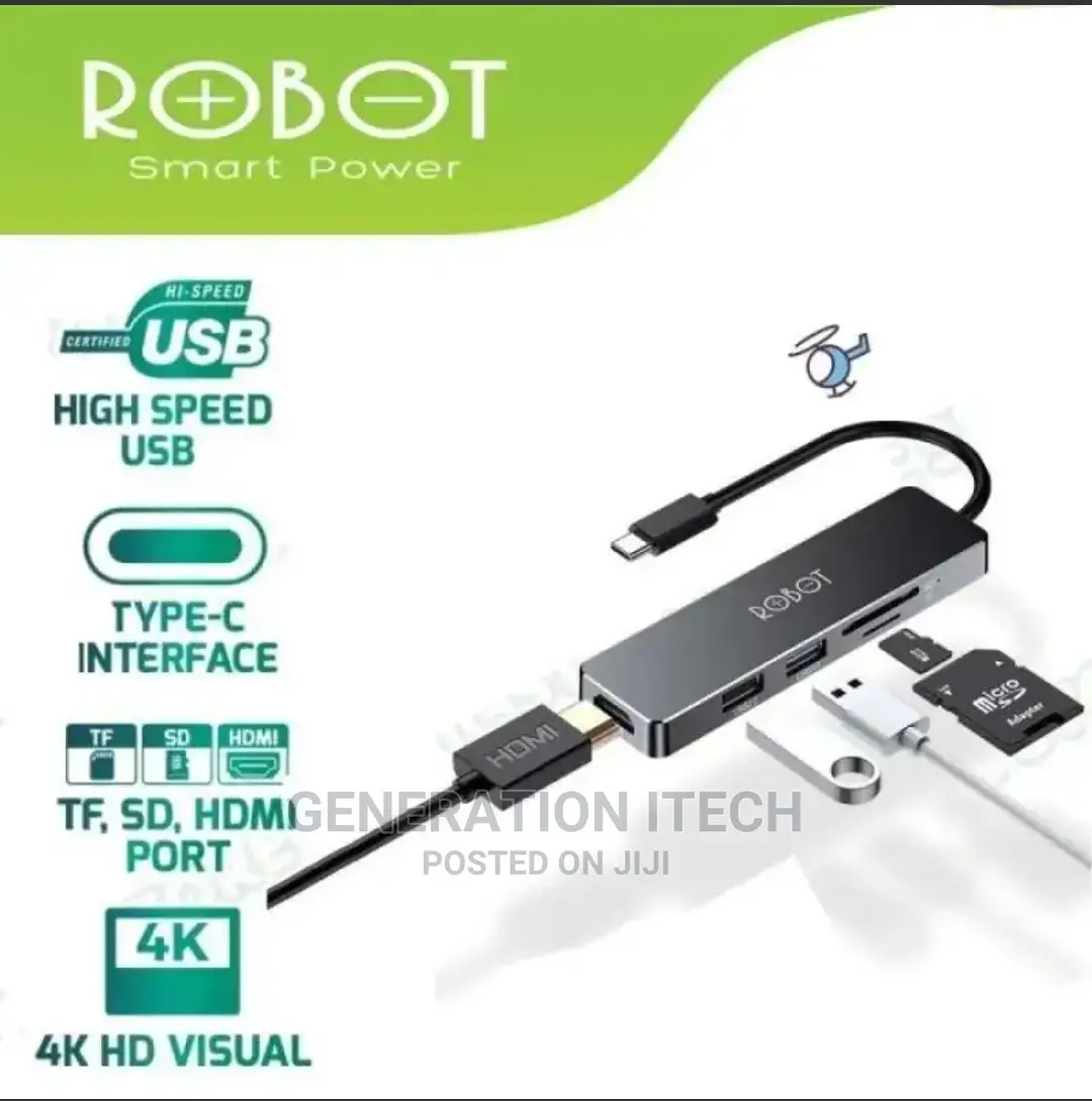Robot Usb - Type C - 5 in 1 Hub - Hdmi 4k, Usb , Sd and Tf