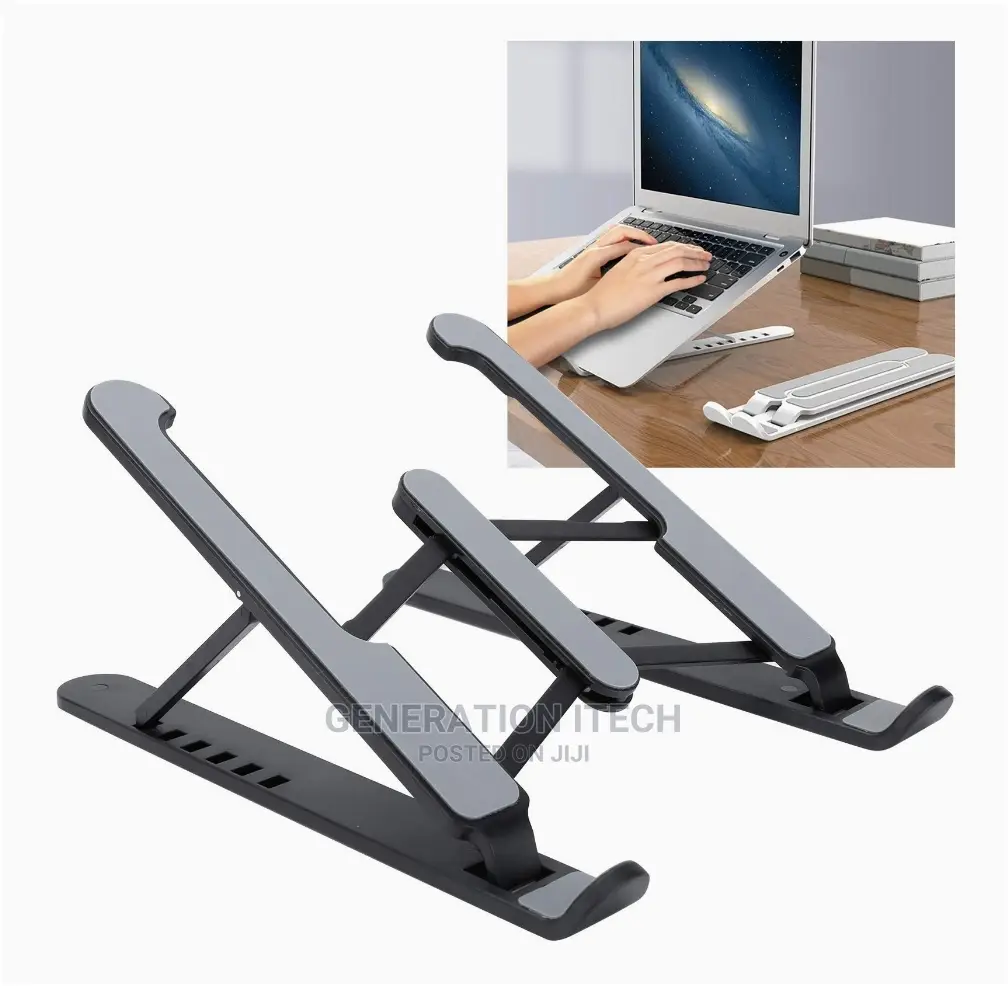 Multi Position Foldable Laptop Stand- Cooling Pads - Black