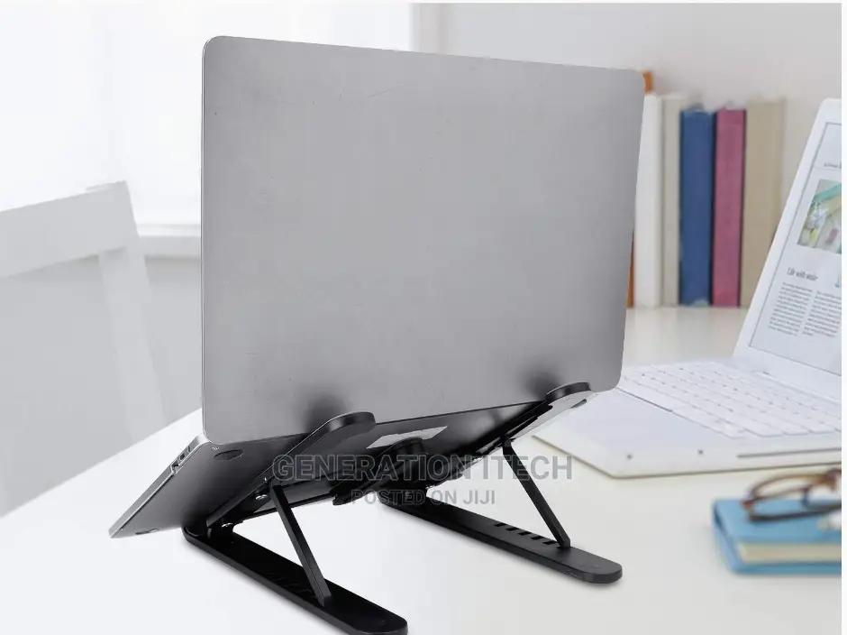 Multi Position Foldable Laptop Stand- Cooling Pads - Black
