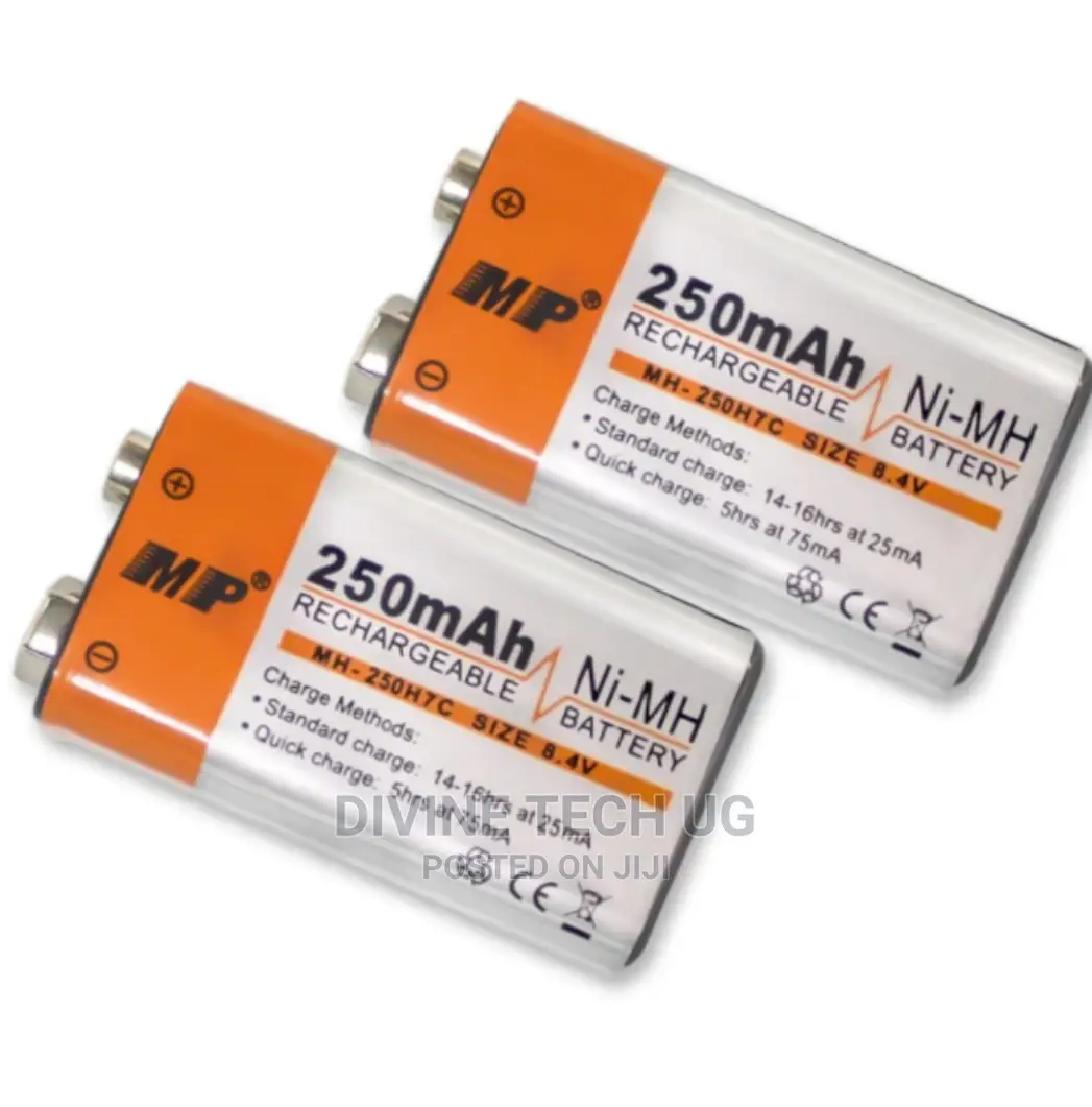 MP 9 Volt 250mah Ni-Mh 6F22 Rechargeable Batteries