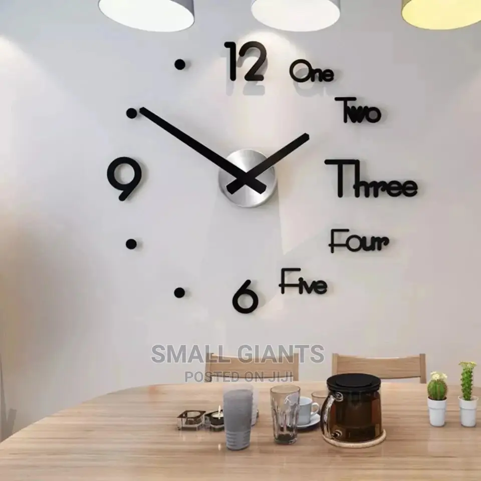 3D Wall Clock Black