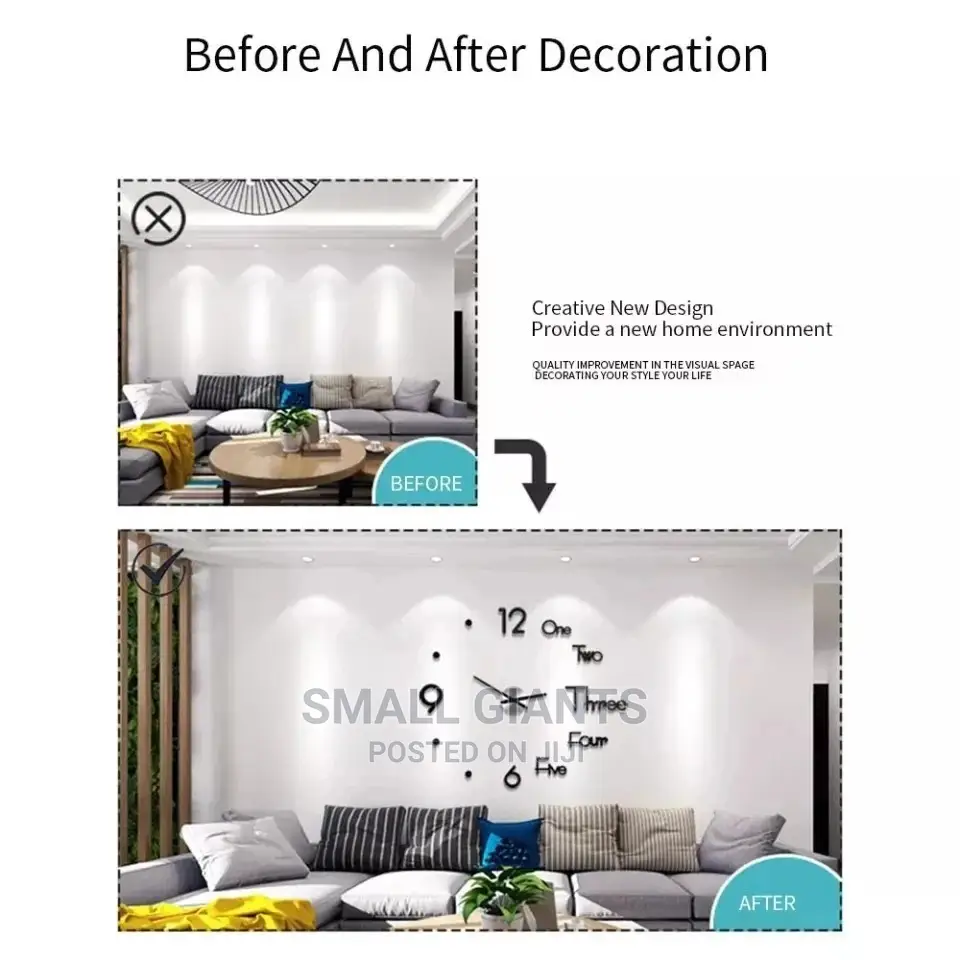 3D Wall Clock Black