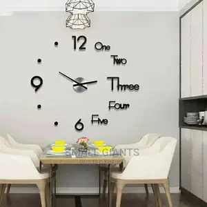 3D Wall Clock Black