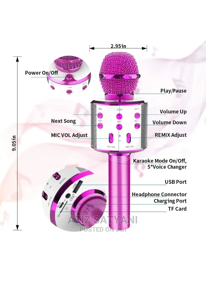 Wireless Bluetooth Karaoke Microphone,Rechargeable Kids Micr