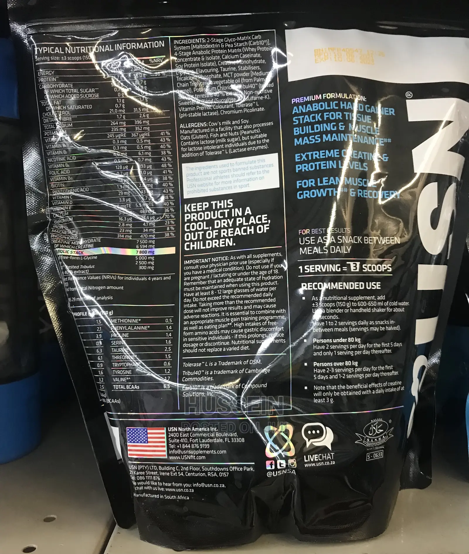 1kg Usn Fast Grow Anabolic Choc / Van