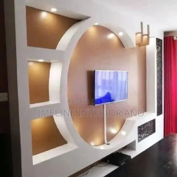 Gypsum Circle Tv Unit Design.