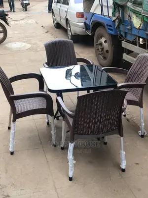 Set of Glass Table and 4 Chairs