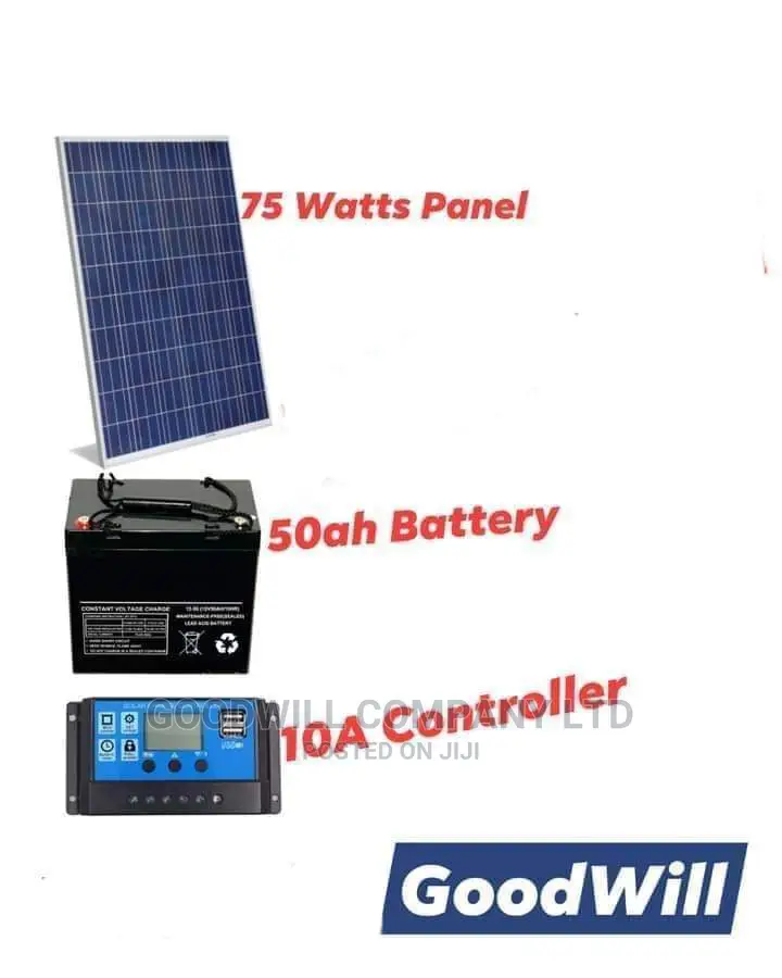 75W Solar System Half Kit (Panel, Battery Controller).