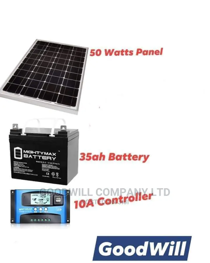 50W Solar System Half Kit (Panel, Battery Controller).