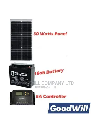 30W Solar System Half Kit (Panel, Battery Controller).