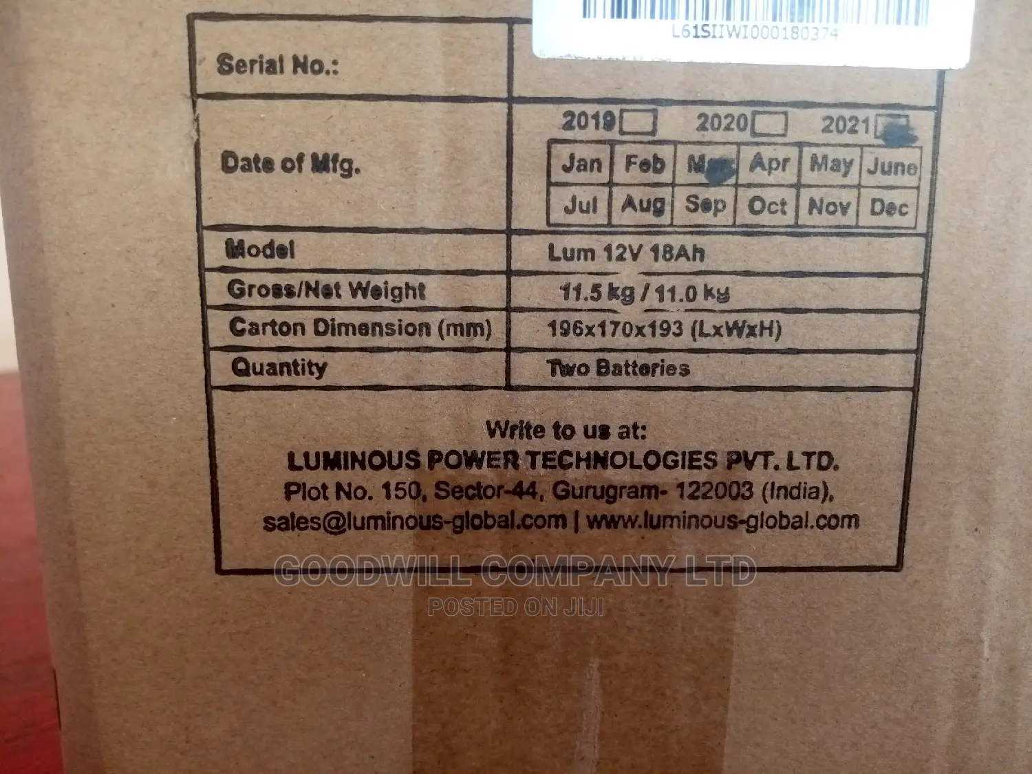 18ah Luminous Battery Made in India