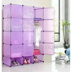 Column Cloth Wooden Frame Portable Wardrobe/Closet Shoe Rack