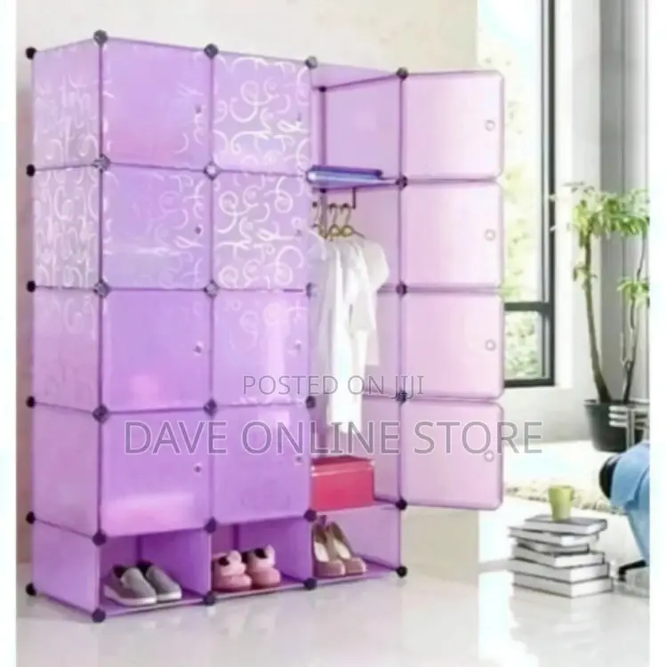 Column Cloth Wooden Frame Portable Wardrobe/Closet Shoe Rack