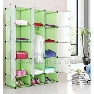 Column Cloth Wooden Frame Portable Wardrobe/Closet Shoe Rack