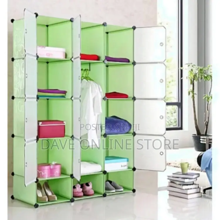 Column Cloth Wooden Frame Portable Wardrobe/Closet Shoe Rack