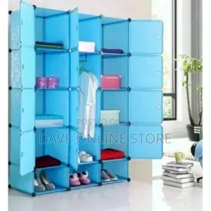Column Cloth Wooden Frame Portable Wardrobe/Closet Shoe Rack