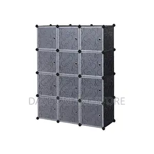 Elegant Plastic Wardrobe/ Closet With Shoe Rack - Black