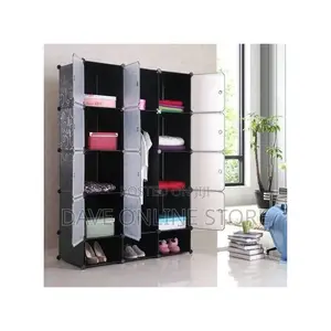 Elegant Plastic Wardrobe/ Closet With Shoe Rack - Black
