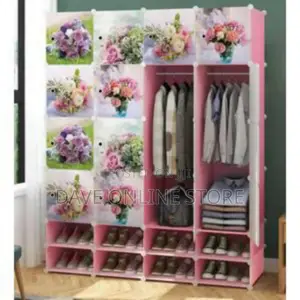 4 Column Plastic Closet/ Wardrobe,With Shoe Rack