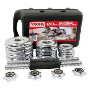 York 20KG Plated Adjustable Dumbbell Set-Silver