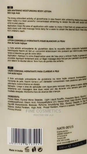 Naomi Quick Whitening Blanchment Rapide Body Lotions 500ml