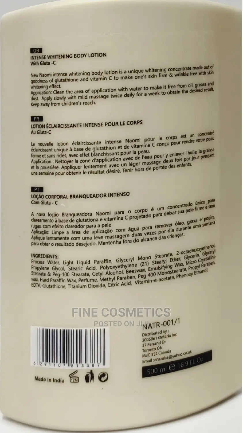 Naomi Quick Whitening Blanchment Rapide Body Lotions 500ml