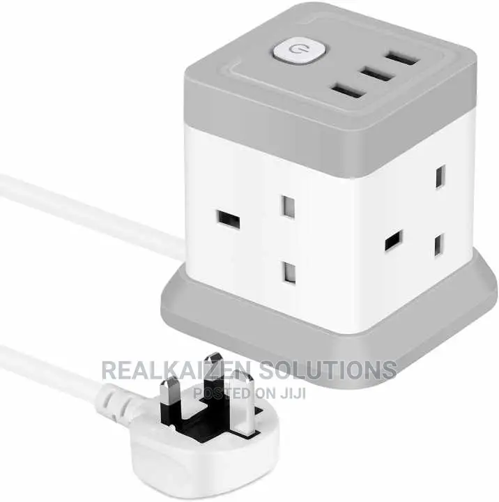 OFFICE POINT Flat Plug Extension Cord 4 Outlet 3 USB Socket