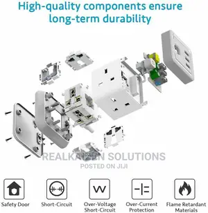 OFFICE POINT Flat Plug Extension Cord 4 Outlet 3 USB Socket