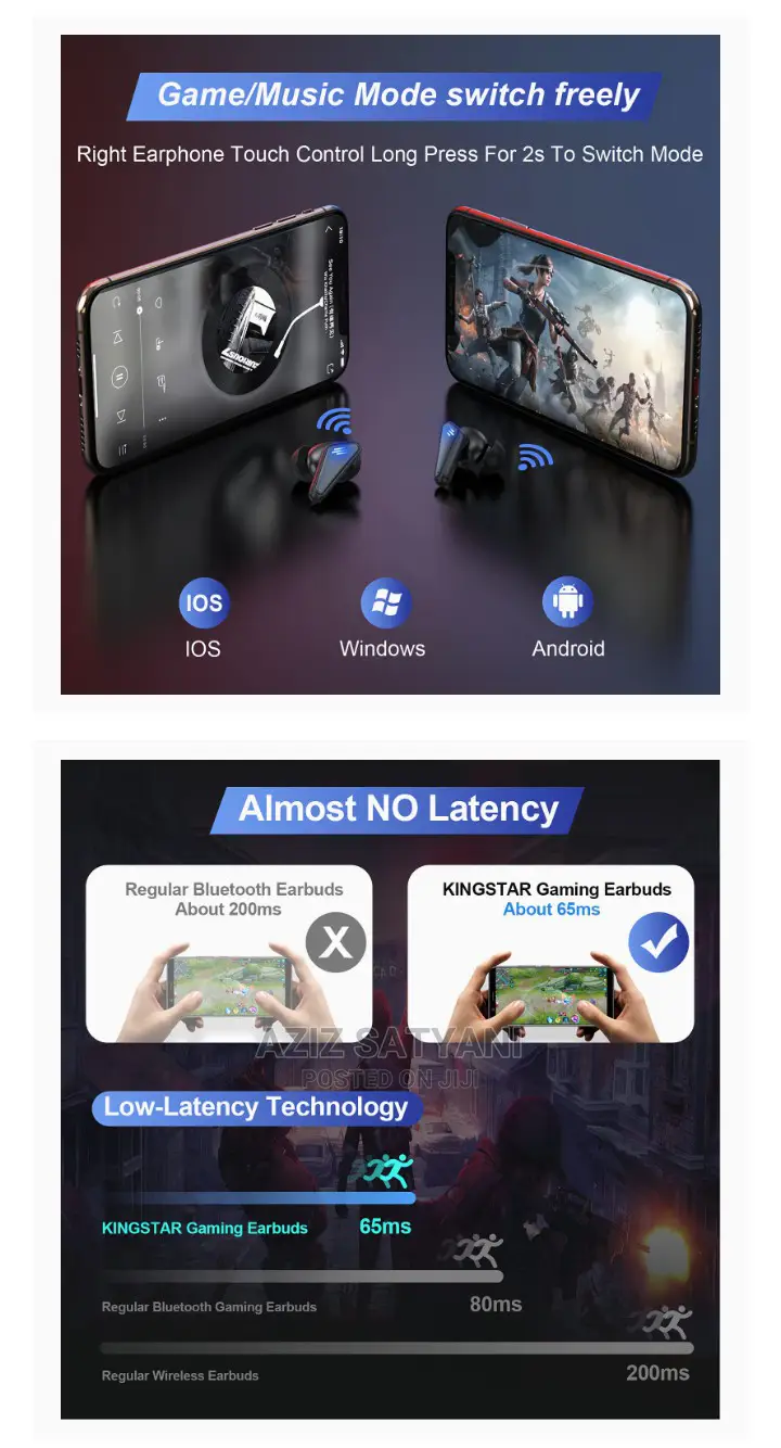 Super Gaming Earbuds, Bluetooth 5.0 Auto Pairing Headsets